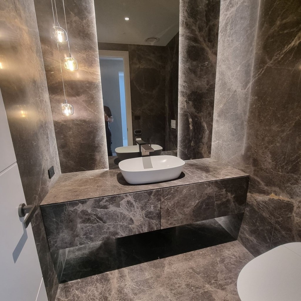 Fully tiled vanity using tiles Australia 